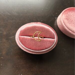 14k Solid Gold Crescent Moon Ring